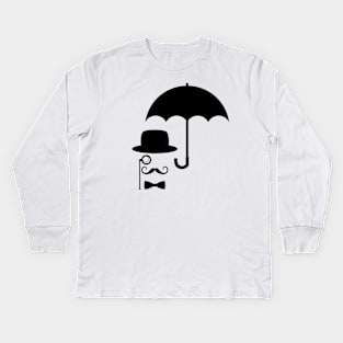 Gentleman under the umbrella caricature Kids Long Sleeve T-Shirt